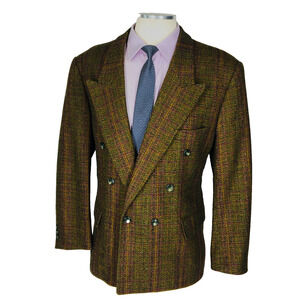 42S Unbranded EUR Mens Vintage Double Breasted Wool Blazer Jacket Brown Olivine